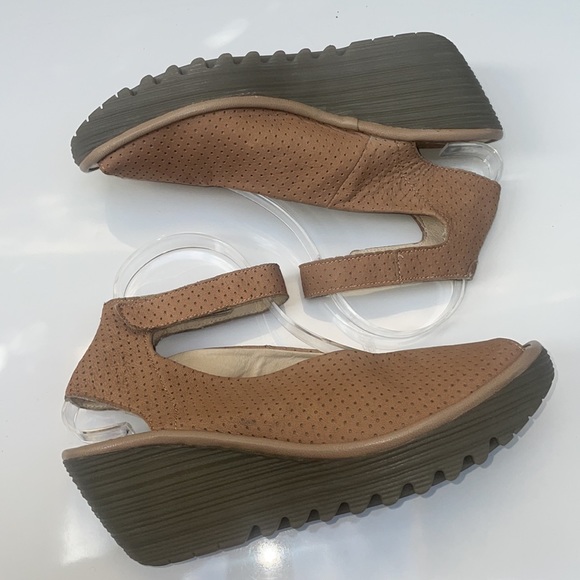 Fly London Women’s Yala Perforated Wedges in Cupido Beige - Picture 8 of 14